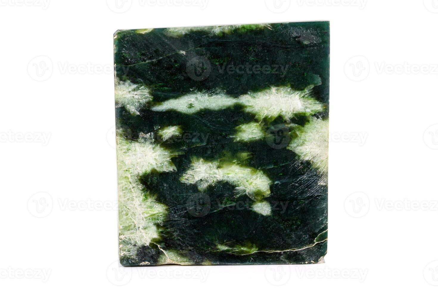 Macro stone Nephrite mineral on white background photo