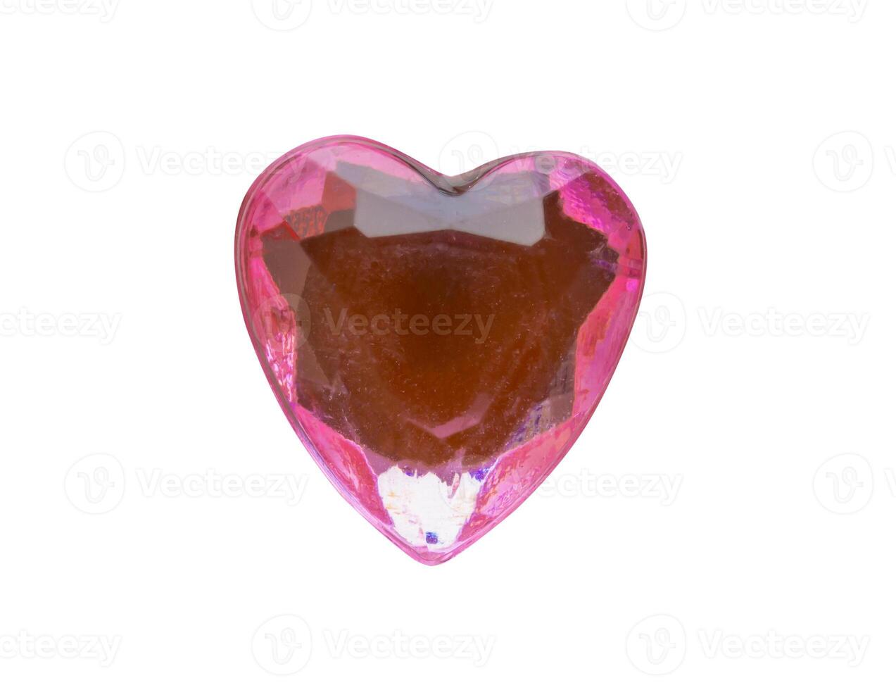 pink heart shape crystal valentines day symbol sticker isolated on white background photo