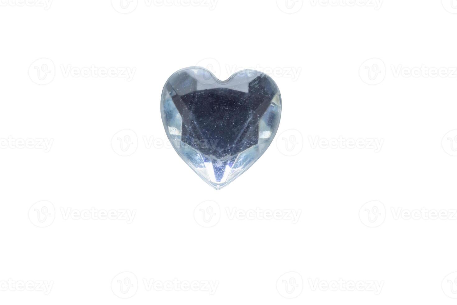 silver heart shape crystal valentines day symbol sticker isolated on white background photo