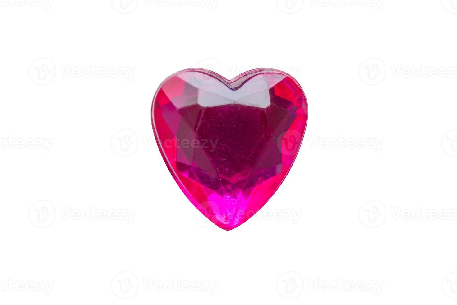 pink heart shape crystal valentines day symbol sticker isolated on white background photo