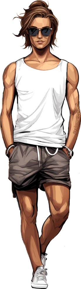 AI generated a man in shorts and a tank top png