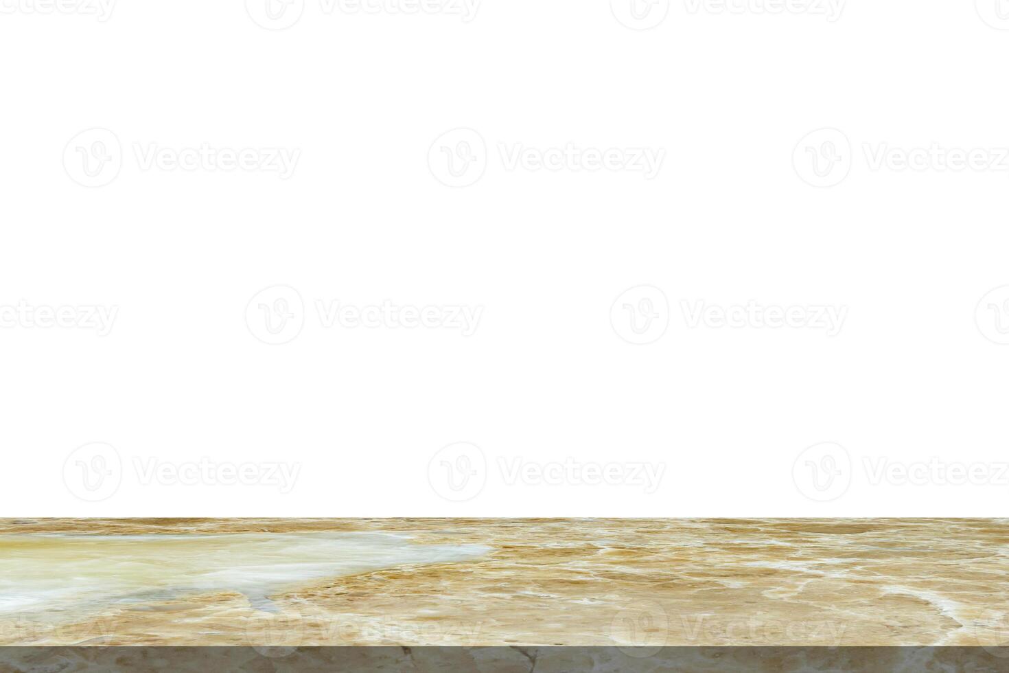 Brown marble stone table top isolated on white background for product display photo