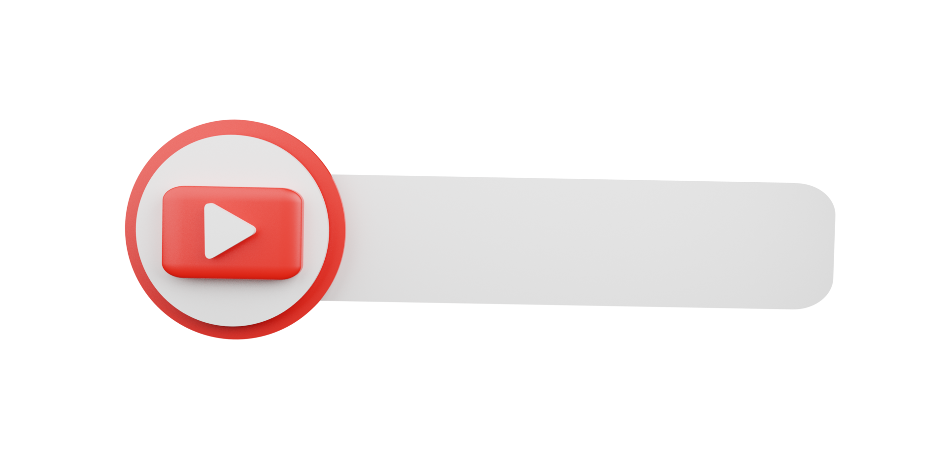 3D Render youtube logo icon isolated on transparent background. png