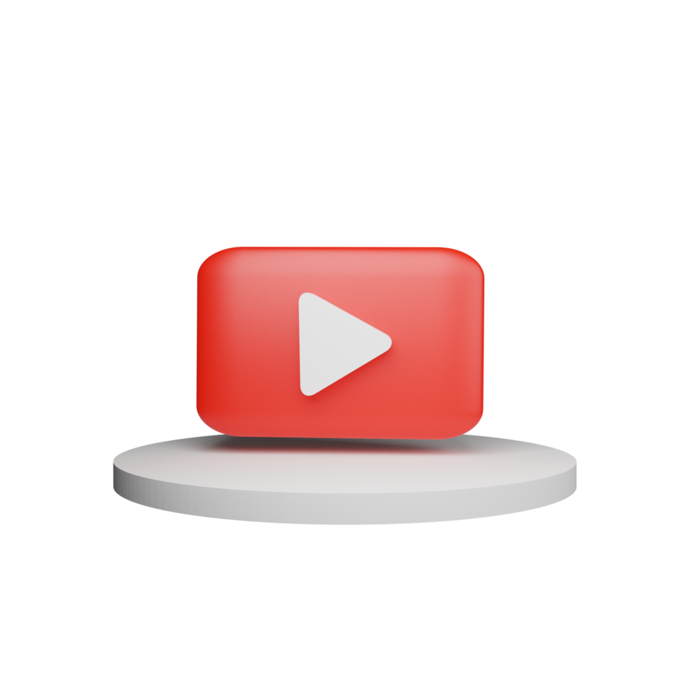 3d machen Youtube Logo Symbol isoliert auf transparent Hintergrund. png