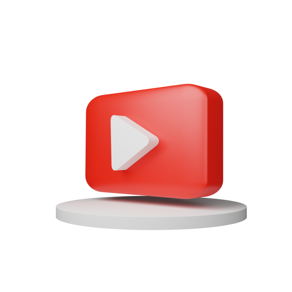 3D Render youtube logo icon isolated on transparent background. png