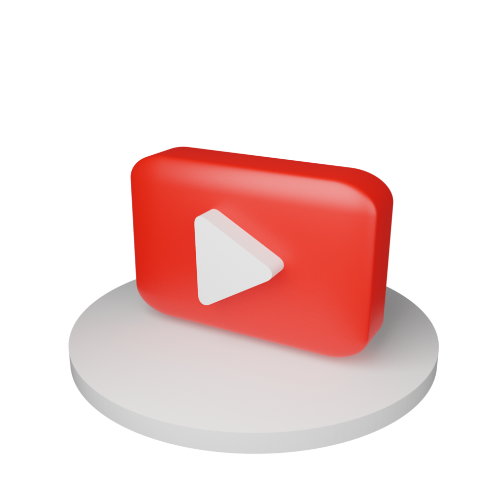 3D Render youtube logo icon isolated on transparent background. png