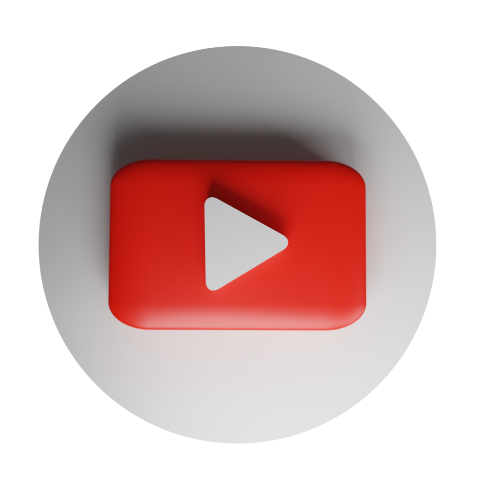 3D Render youtube logo icon isolated on transparent background. png