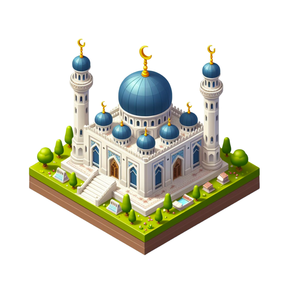 small mosque , 3d render isometric png