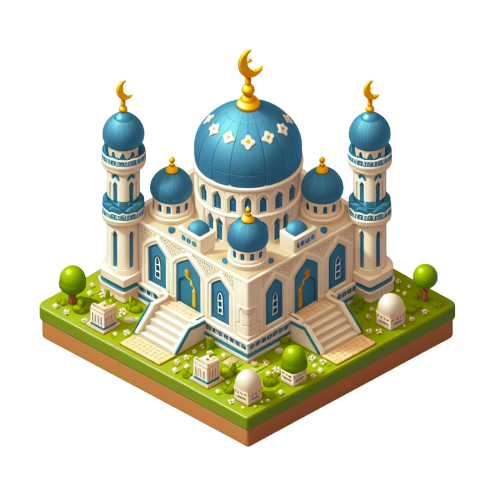 small mosque , 3d render isometric png