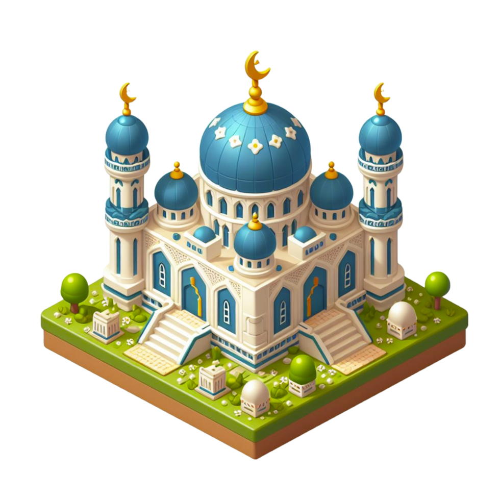 pequeño mezquita , 3d hacer isométrica png