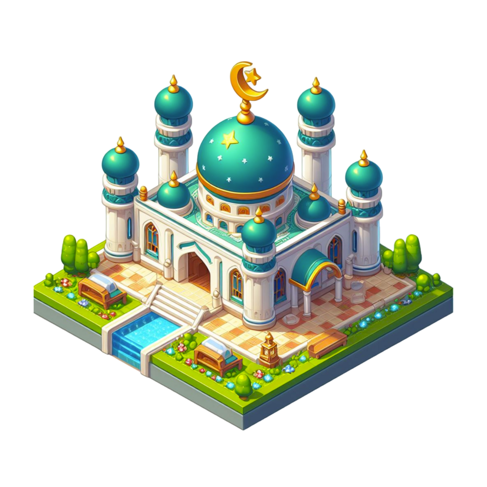 small mosque , 3d render isometric png