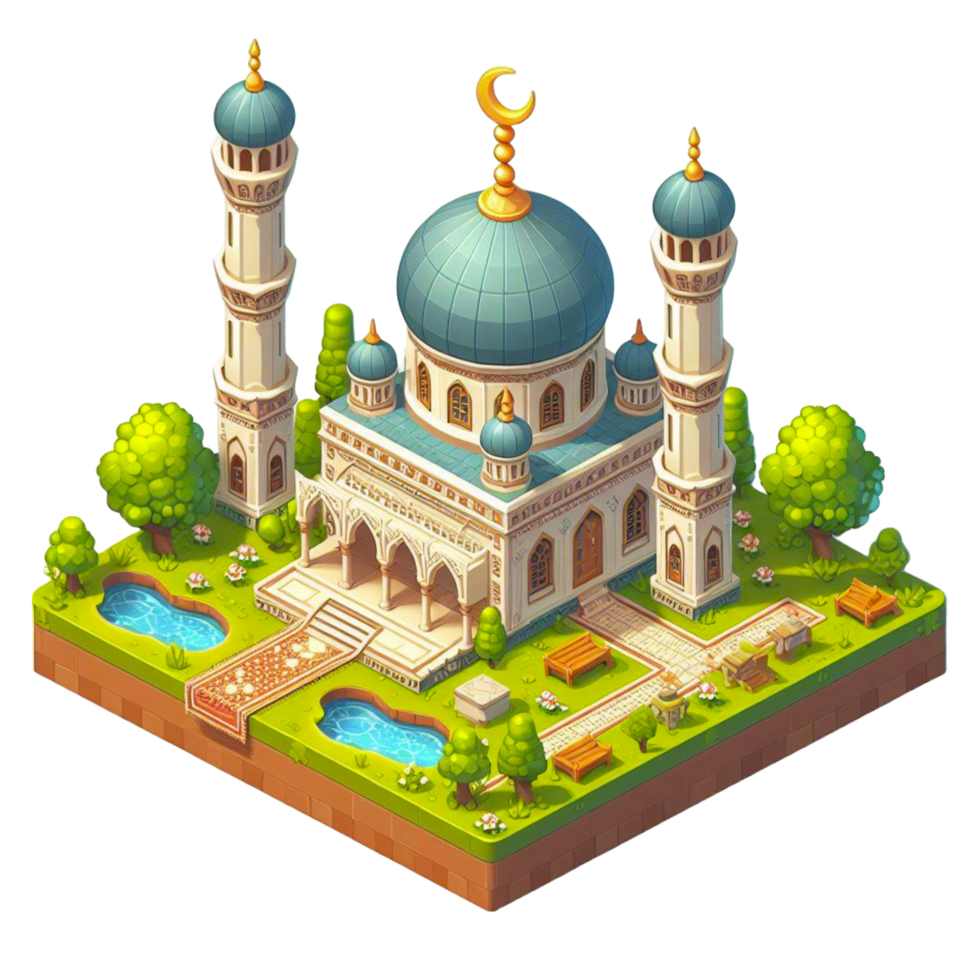 small mosque , 3d render isometric png