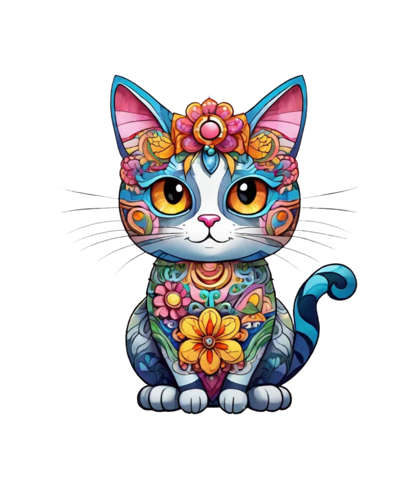 AI generated Ai generated flourish cat illustration png