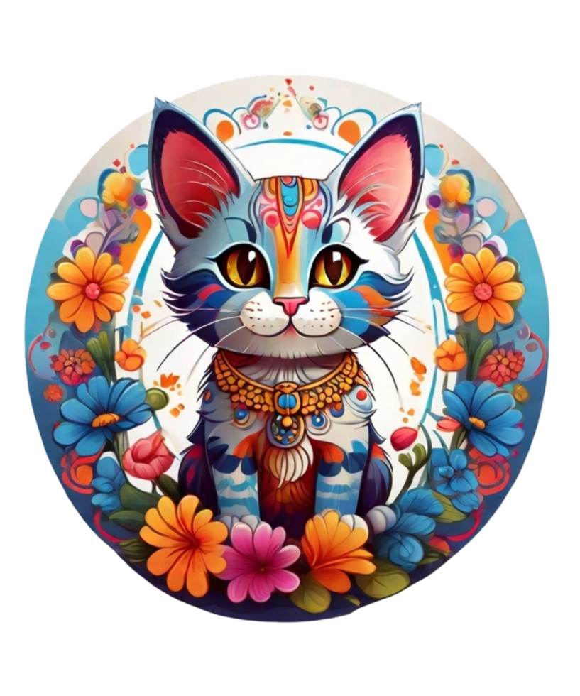 AI generated Ai generated flourish cat illustration png