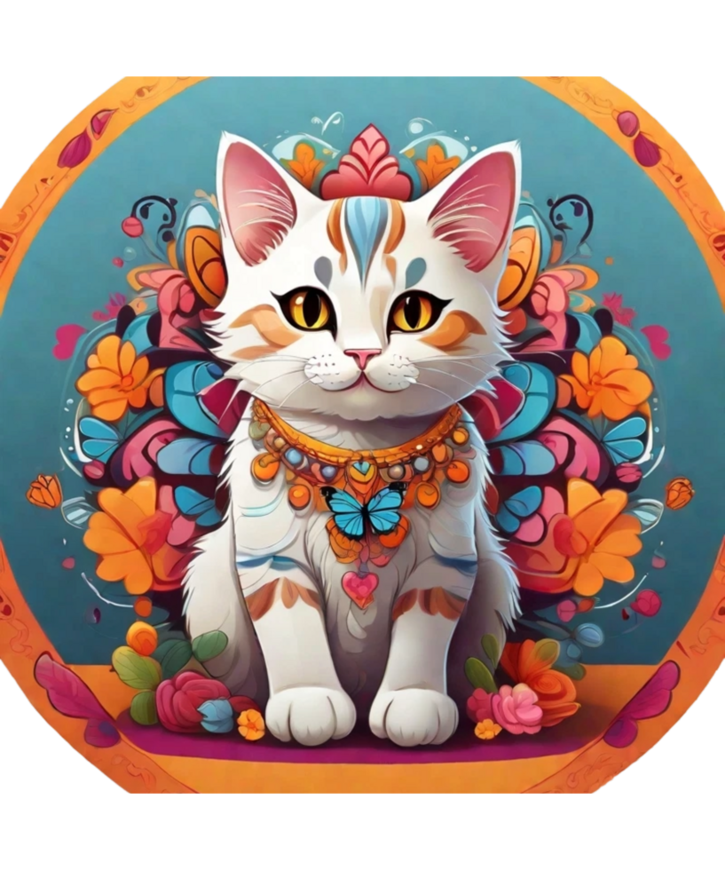 AI generated Ai generated flourish cat illustration png