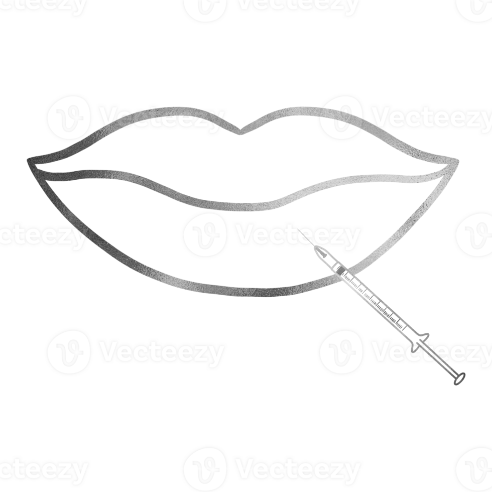 zilver lip vulmiddel injectie schets png