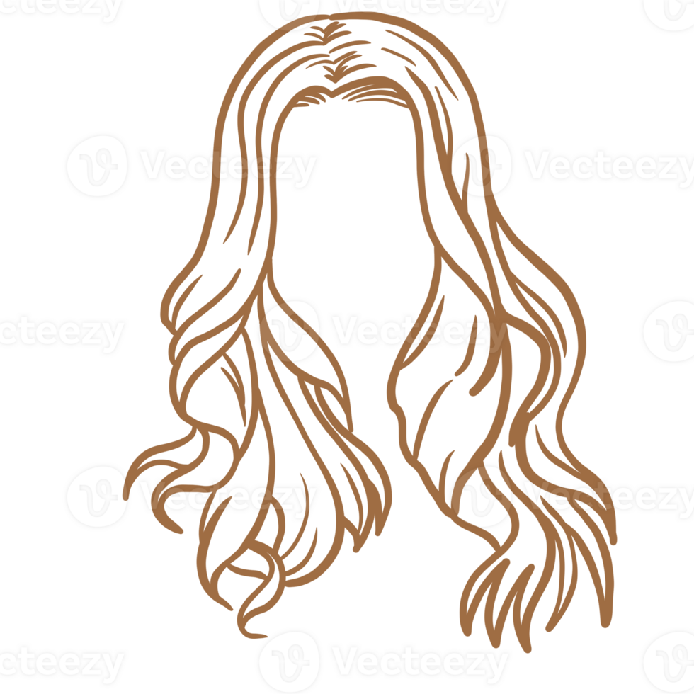 Wavy Long Woman Hairstyle Drawing png