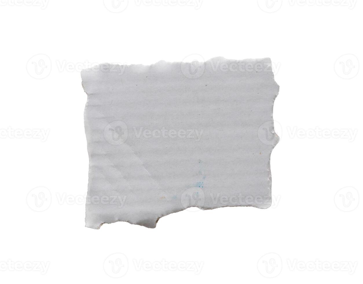 piece of white paper tear isolated on white background photo