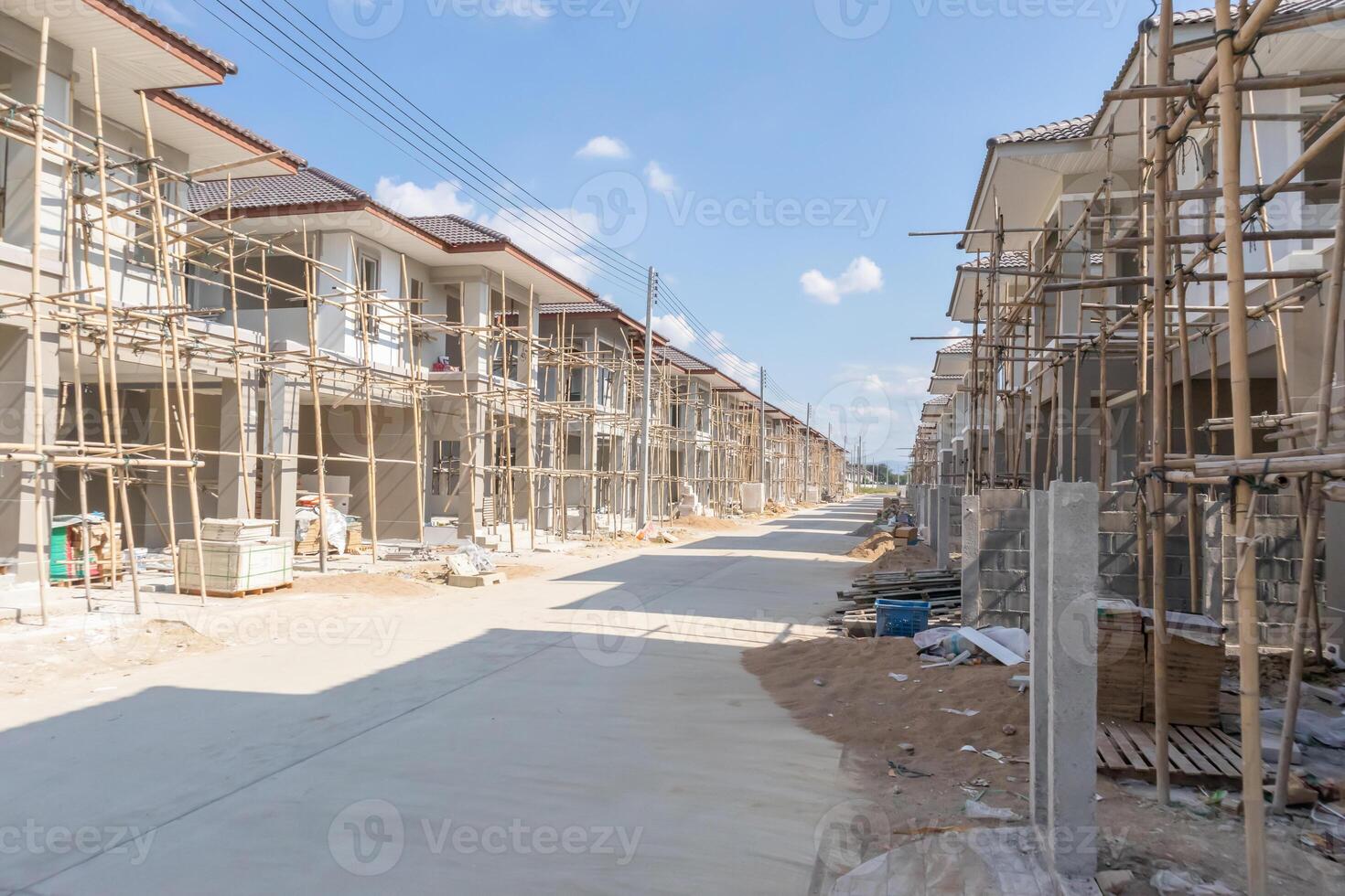 construction residential new house in progress at building site housing estate development photo