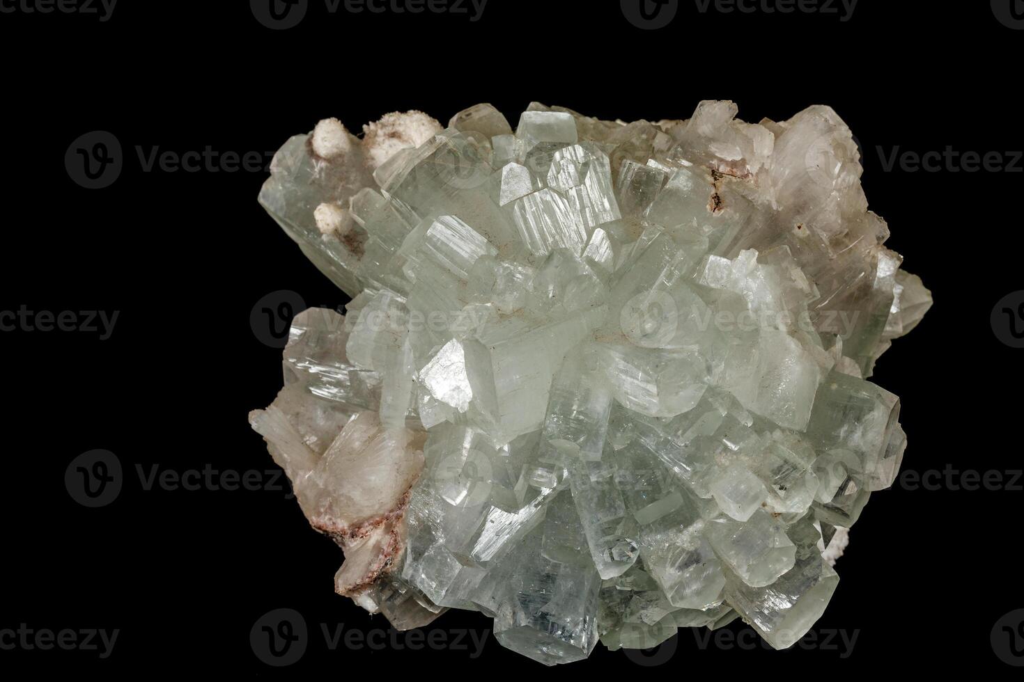 Macro stone Apophyllite mineral on black background photo