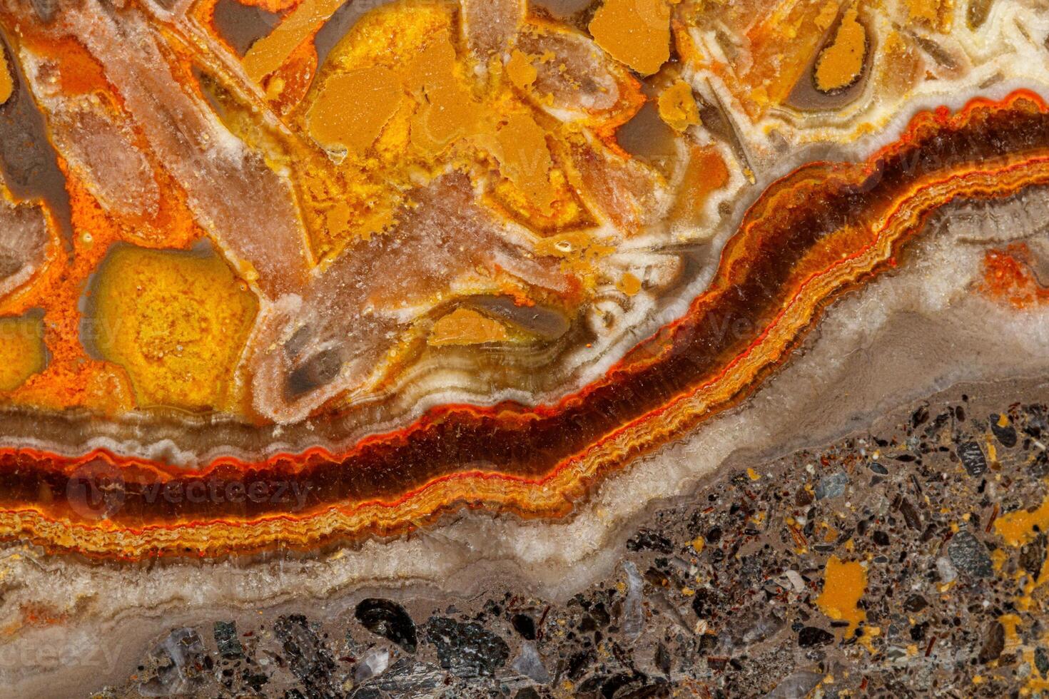 Macro mineral stone Bee jasper on a gray background photo