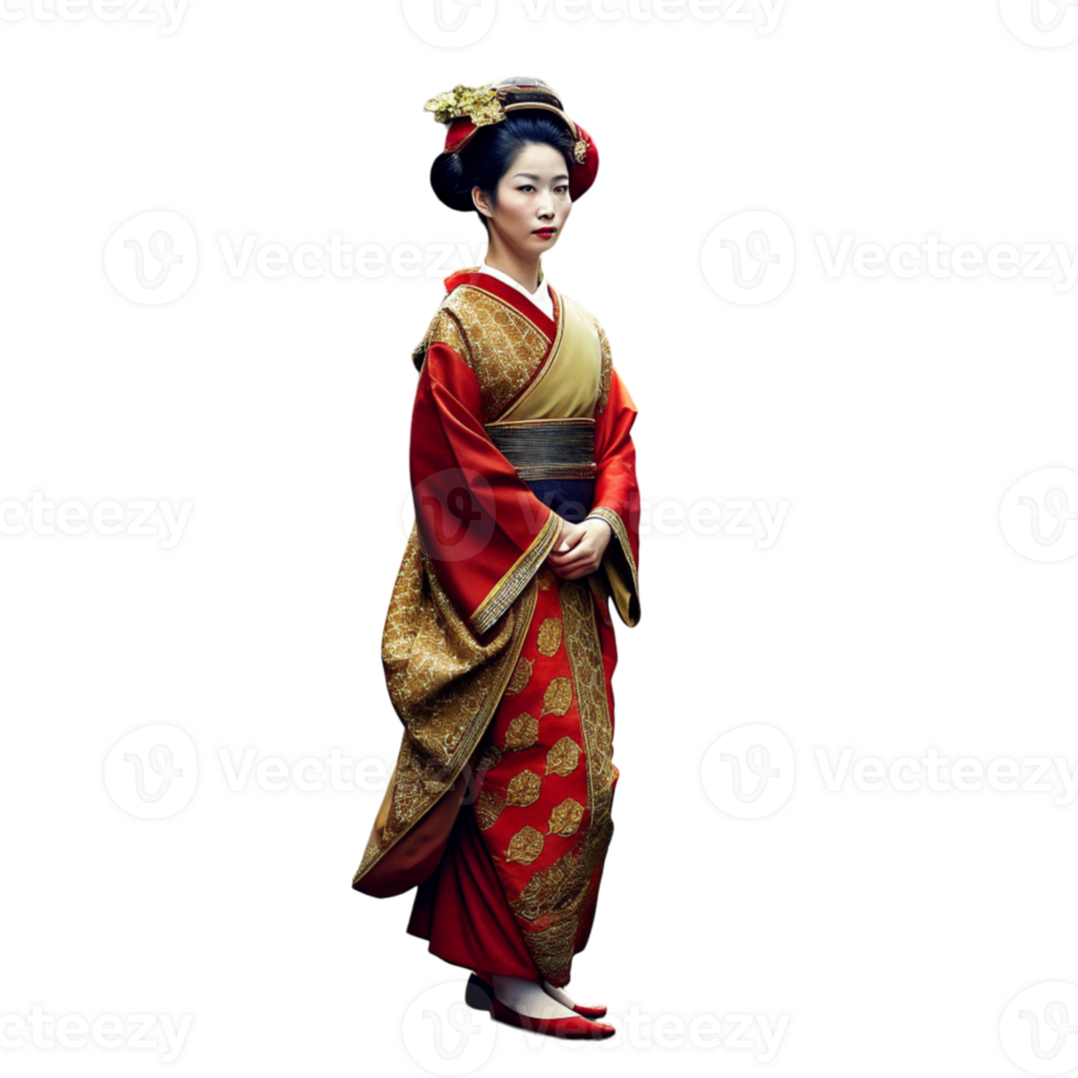 AI generated Japanese Companion Woman Geisha Cartoon- png