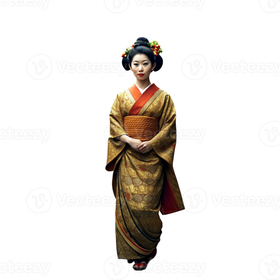 AI generated Japanese Companion Woman Geisha Cartoon- png