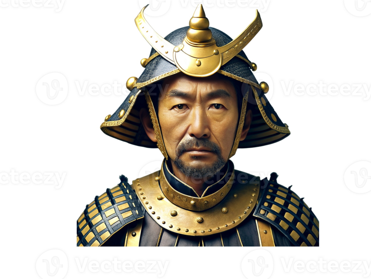 AI generated Ancient Japanese Samurai bodyguard in armor- png