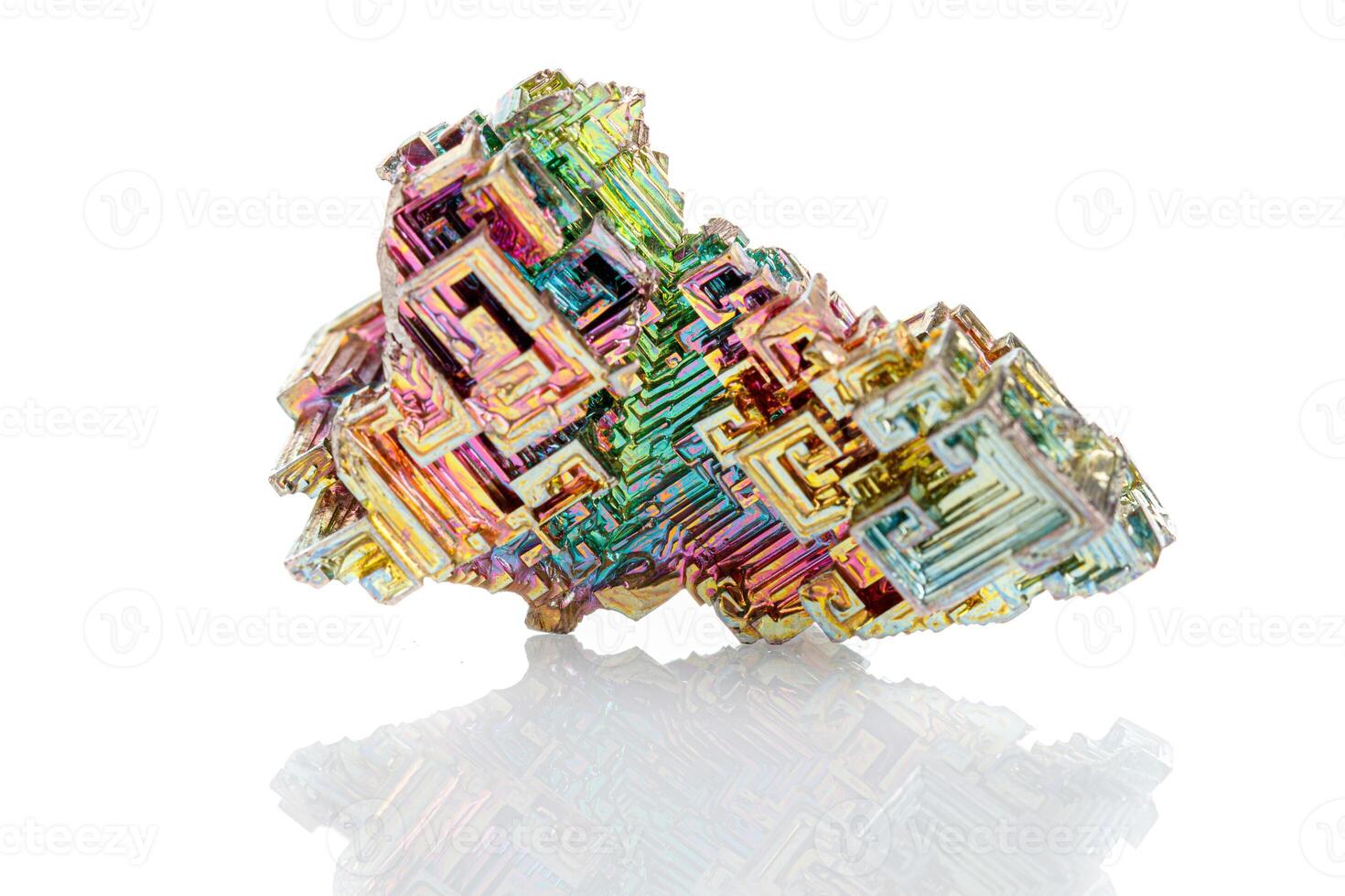 macro mineral stone bismuth on a white background photo