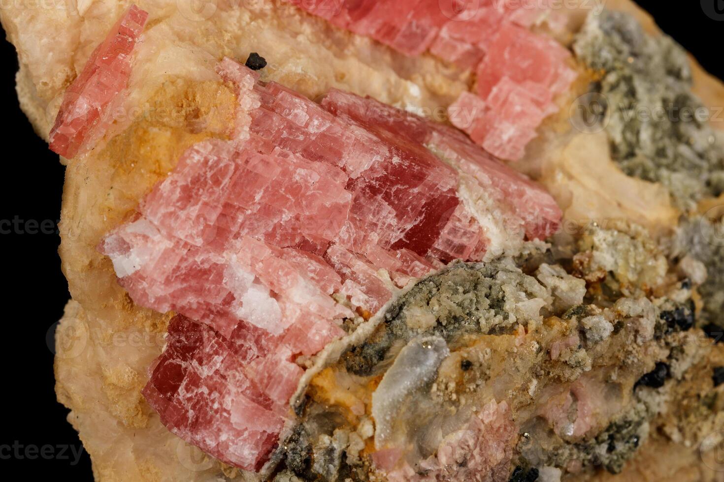 Macro stone cobalt calcite mineral on a black background photo