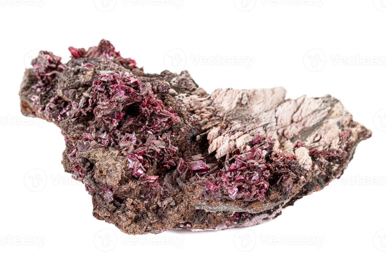 Macro stone Erythrite mineral on white background photo