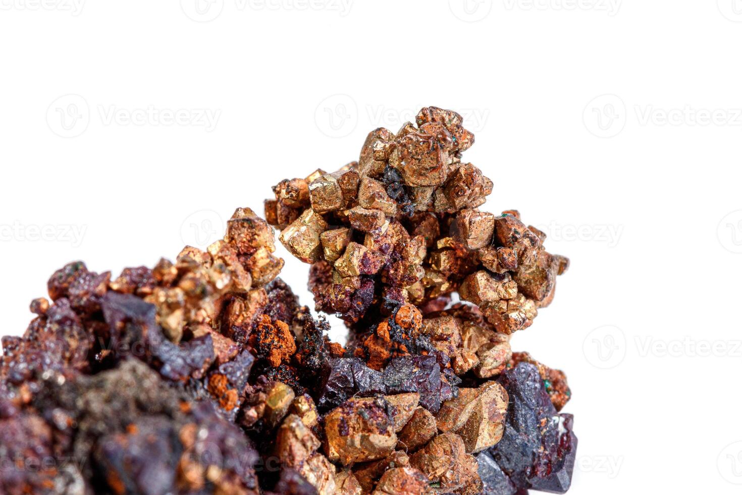 macro mineral stone copper with cuprite on a white background photo