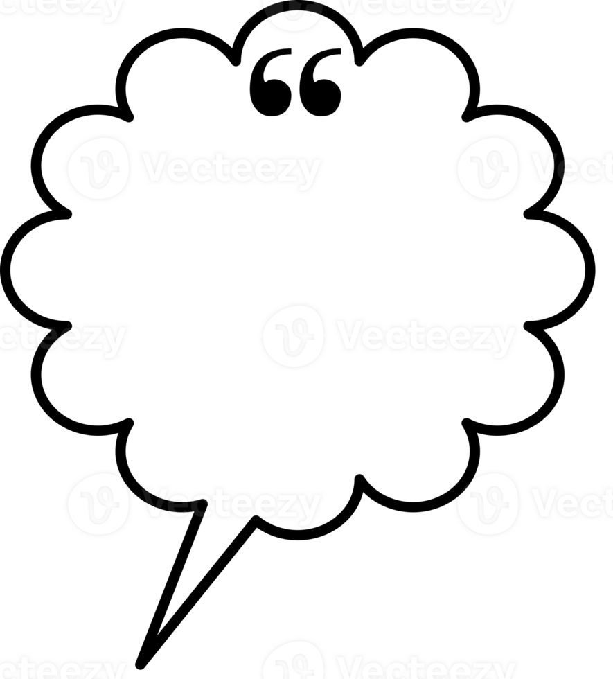 Black and white speech bubble balloon with quotation marks, icon sticker memo keyword planner text box banner, flat png transparent element design
