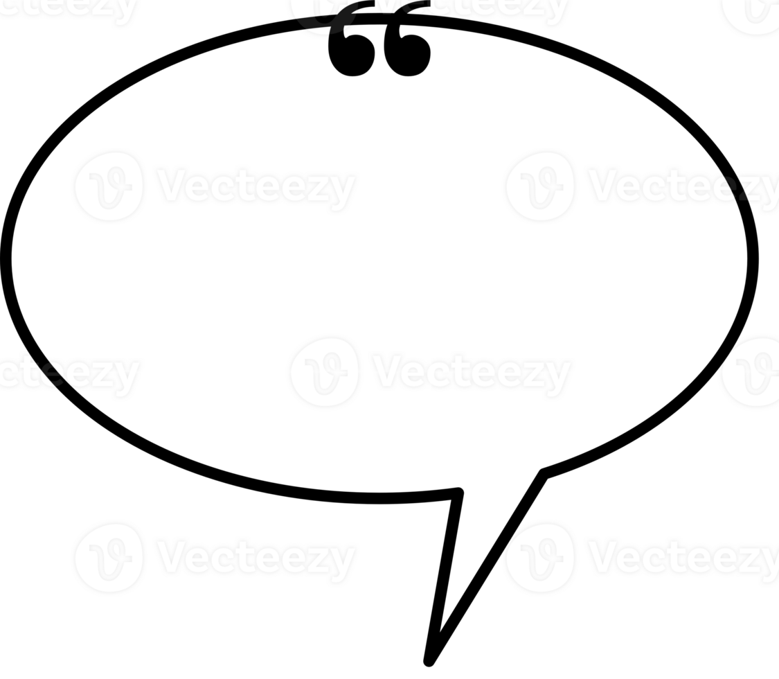 Black and white speech bubble balloon with quotation marks, icon sticker memo keyword planner text box banner, flat png transparent element design