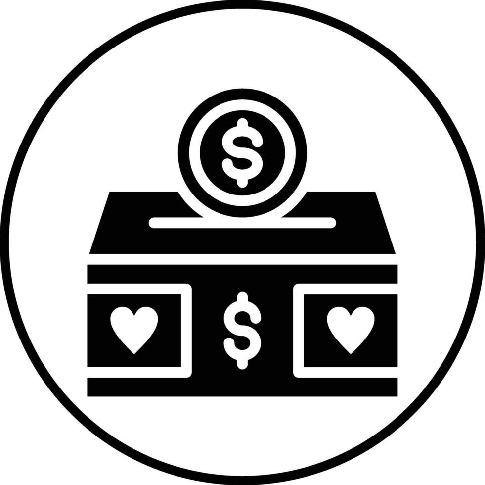 icono de vector de caja de donación