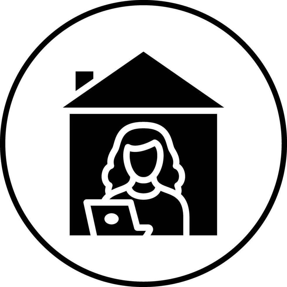 Women Working at Home Vector Icon