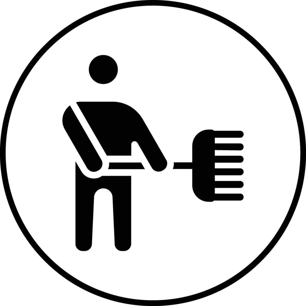 Man Holding Mop Vector Icon