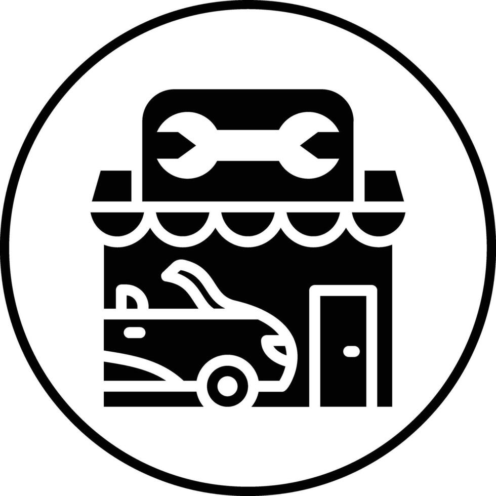 icono de vector de taller de reparación de automóviles