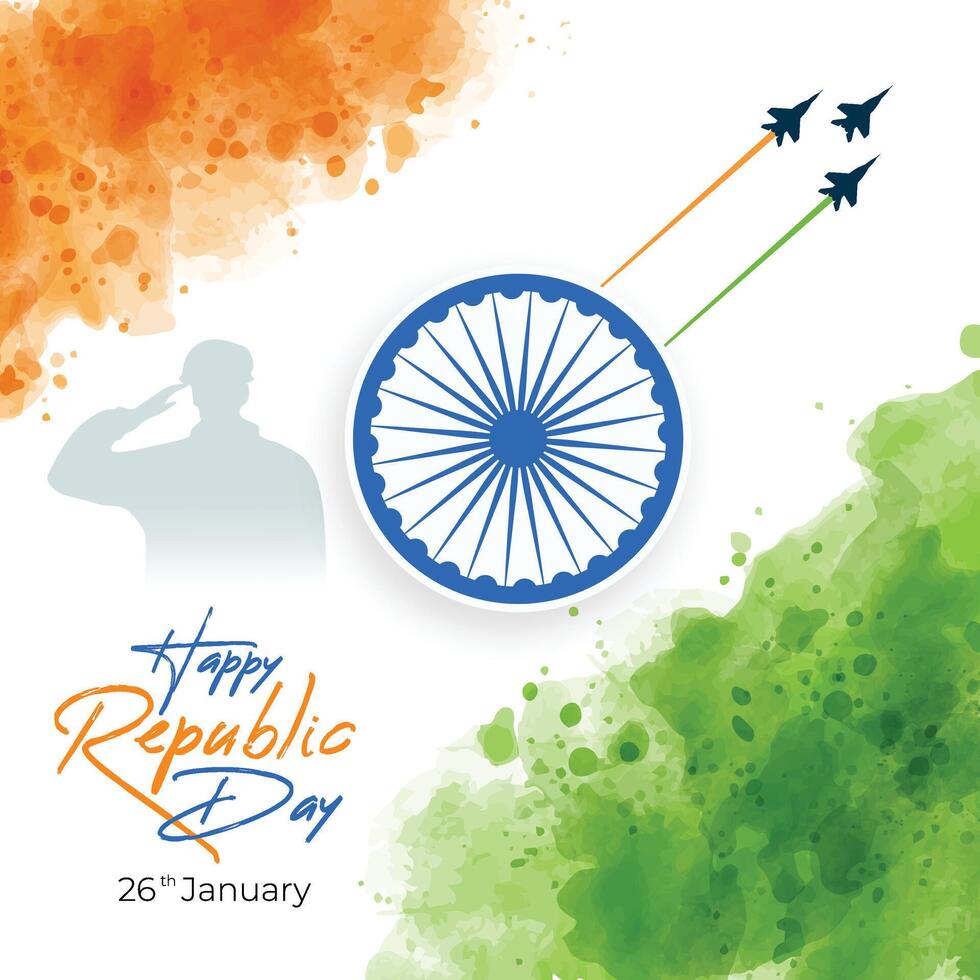 Happy Republic 26 January day Typography Design and Indian people celebrating Republic day vector