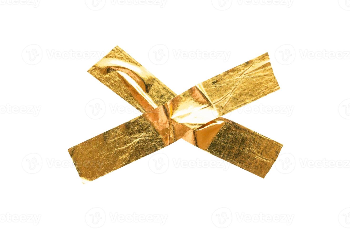 gold foil adhesive tape isolated on white background photo