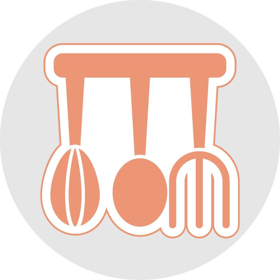 cocina utensilios glifo multicolor pegatina icono vector