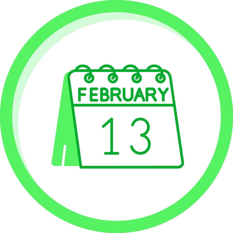 13 de febrero verde mezcla icono vector