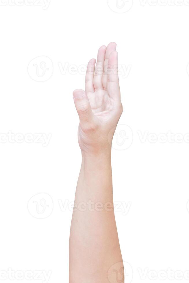 man hand gesture isolated on white background photo