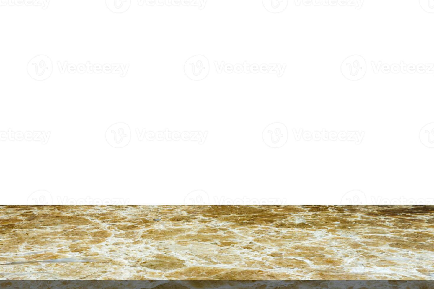 Brown marble stone table top isolated on white background for product display photo