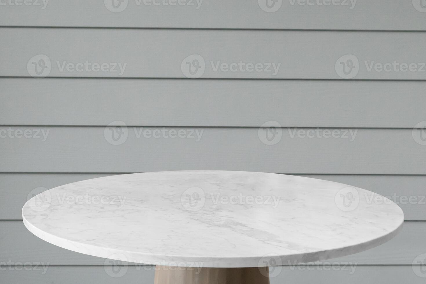 Round marble table interior background for mockup product display photo