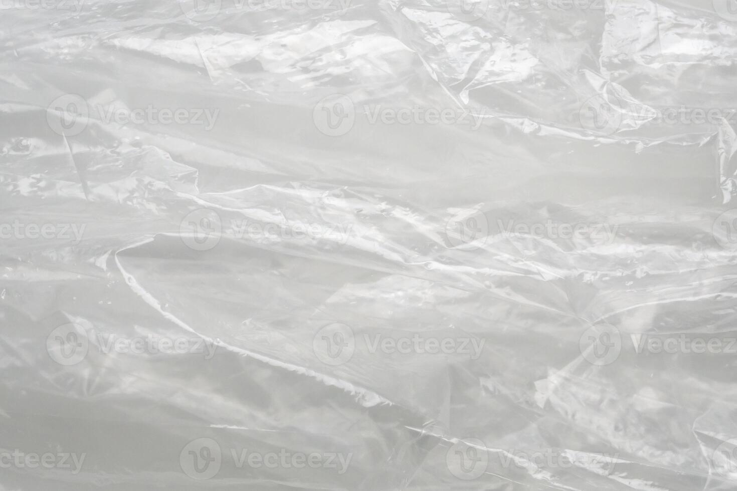 transparent plastic bag texture on white background photo