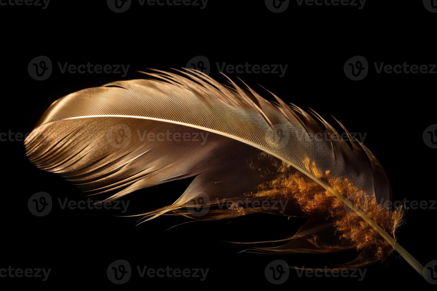 AI generated Golden magical feather freedom. Generate ai photo