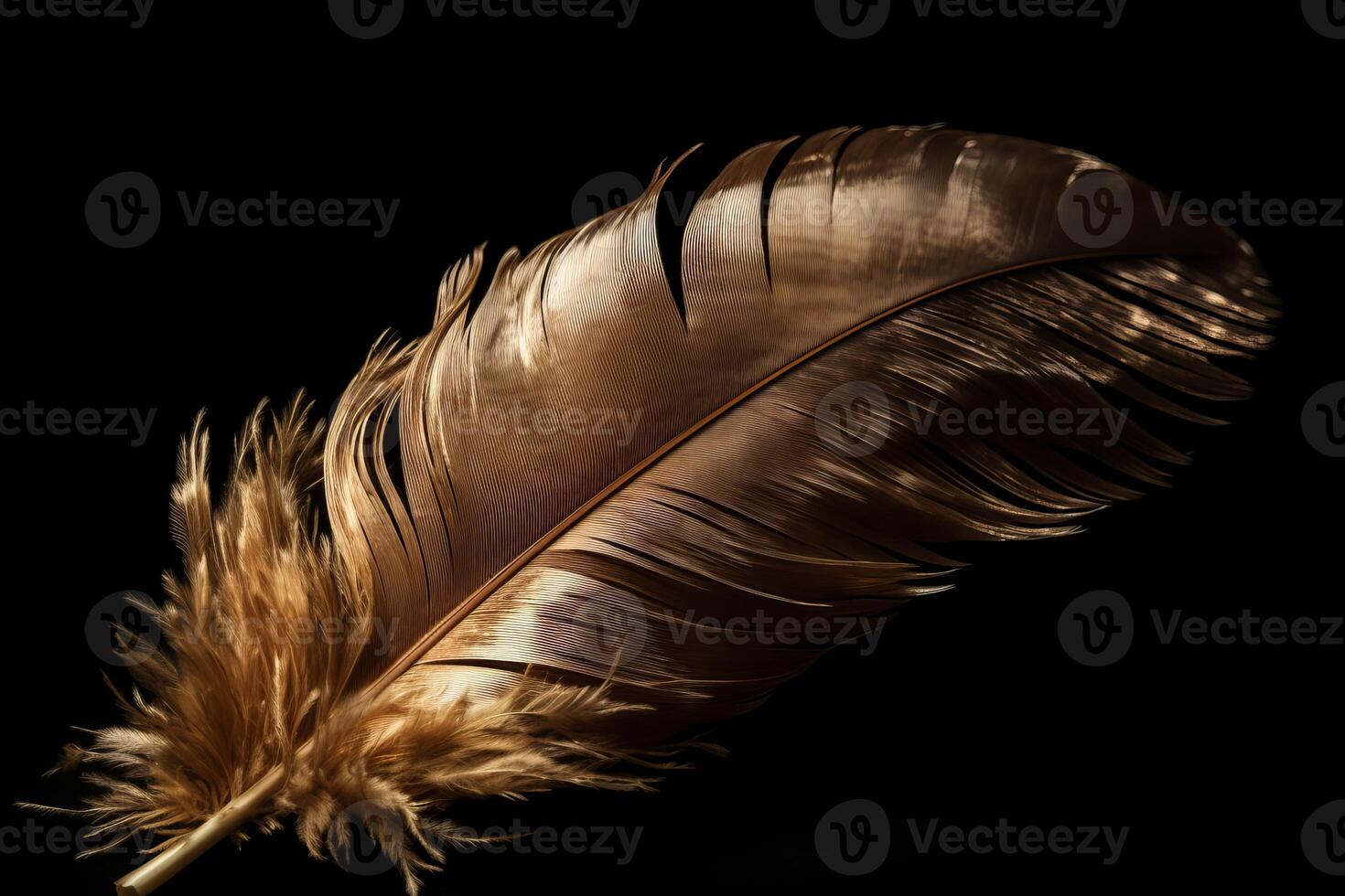 AI generated Airy tender golden feather float. Generate ai photo