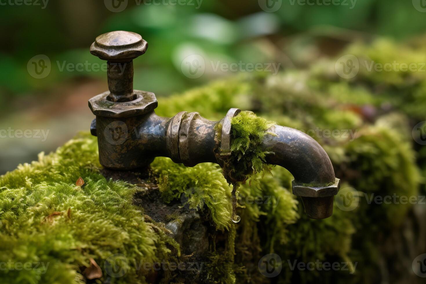 AI generated Old faucet abandoned. Generate AI photo