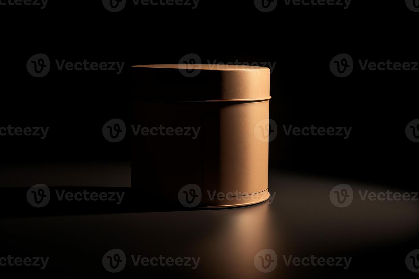 AI generated Low cylindrical cardboard box. Generate AI photo